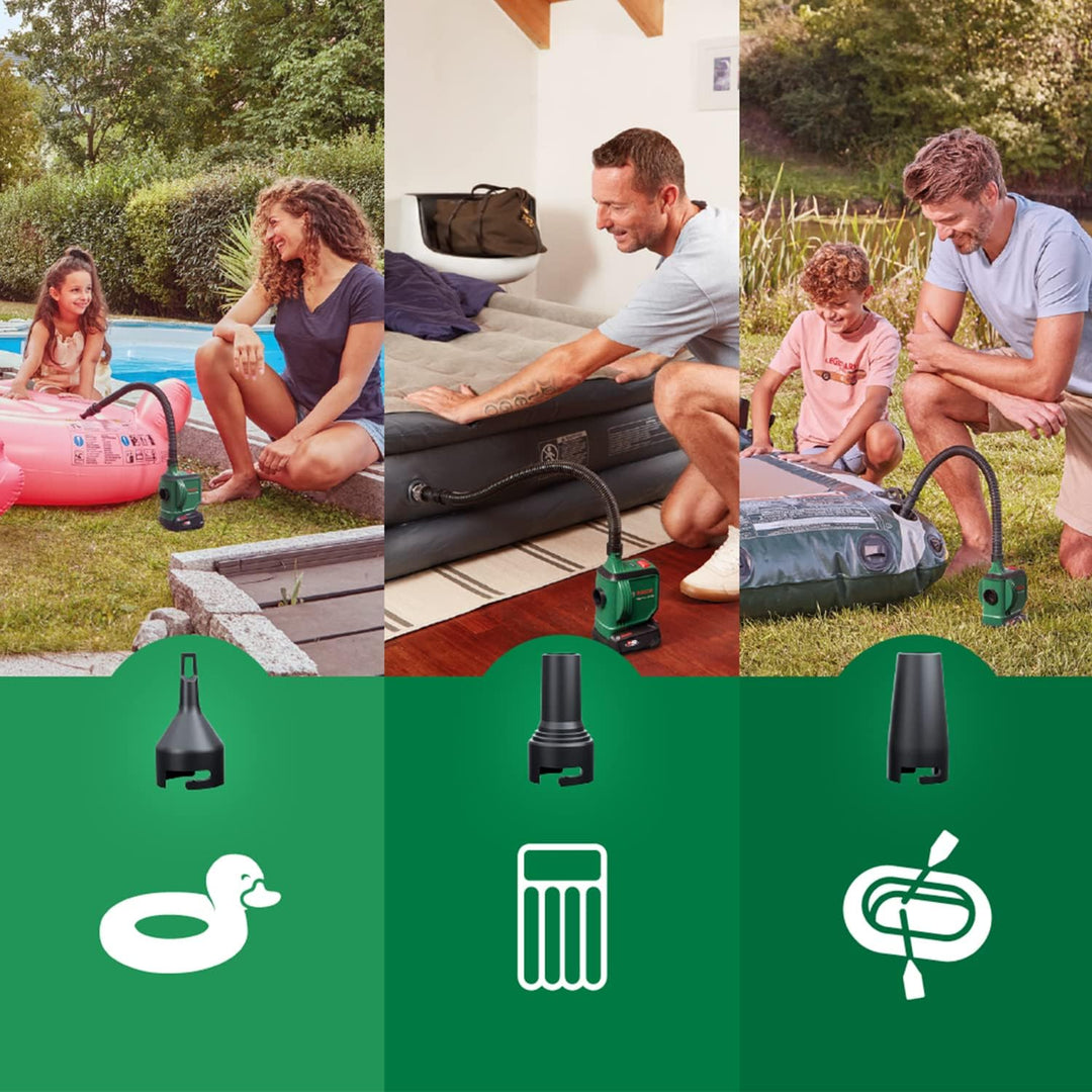 Bosch elektrische Luftpumpe/Luftpumpe für Luftmatratze EasyInflate 18V-500 (1x 2,0 Ah Akku; 18 Volt
