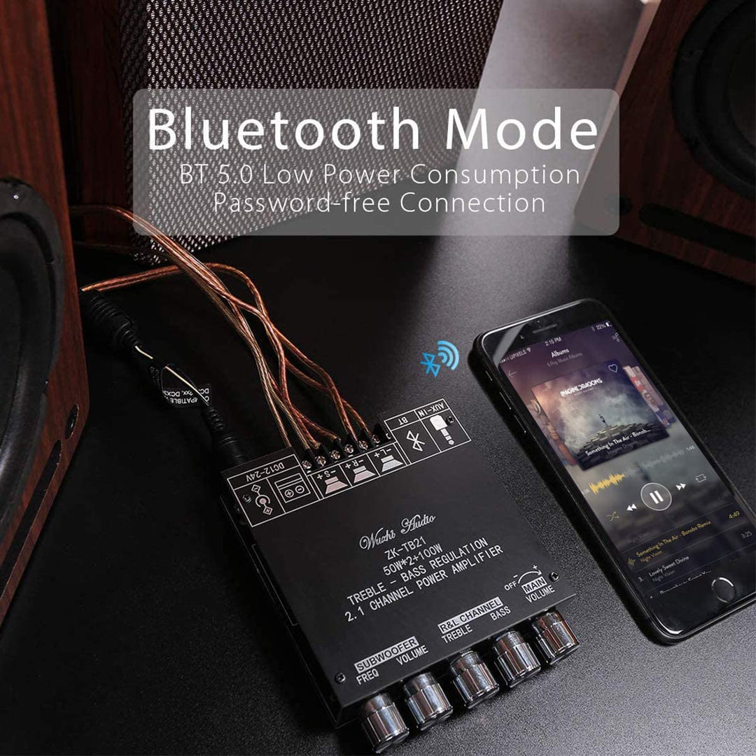 WANGCL 2 x 50 W + 100 W 2.1 K Subwoofer Verstärker Board mit Höhen- und Basssteuerung, Dual TPA3116