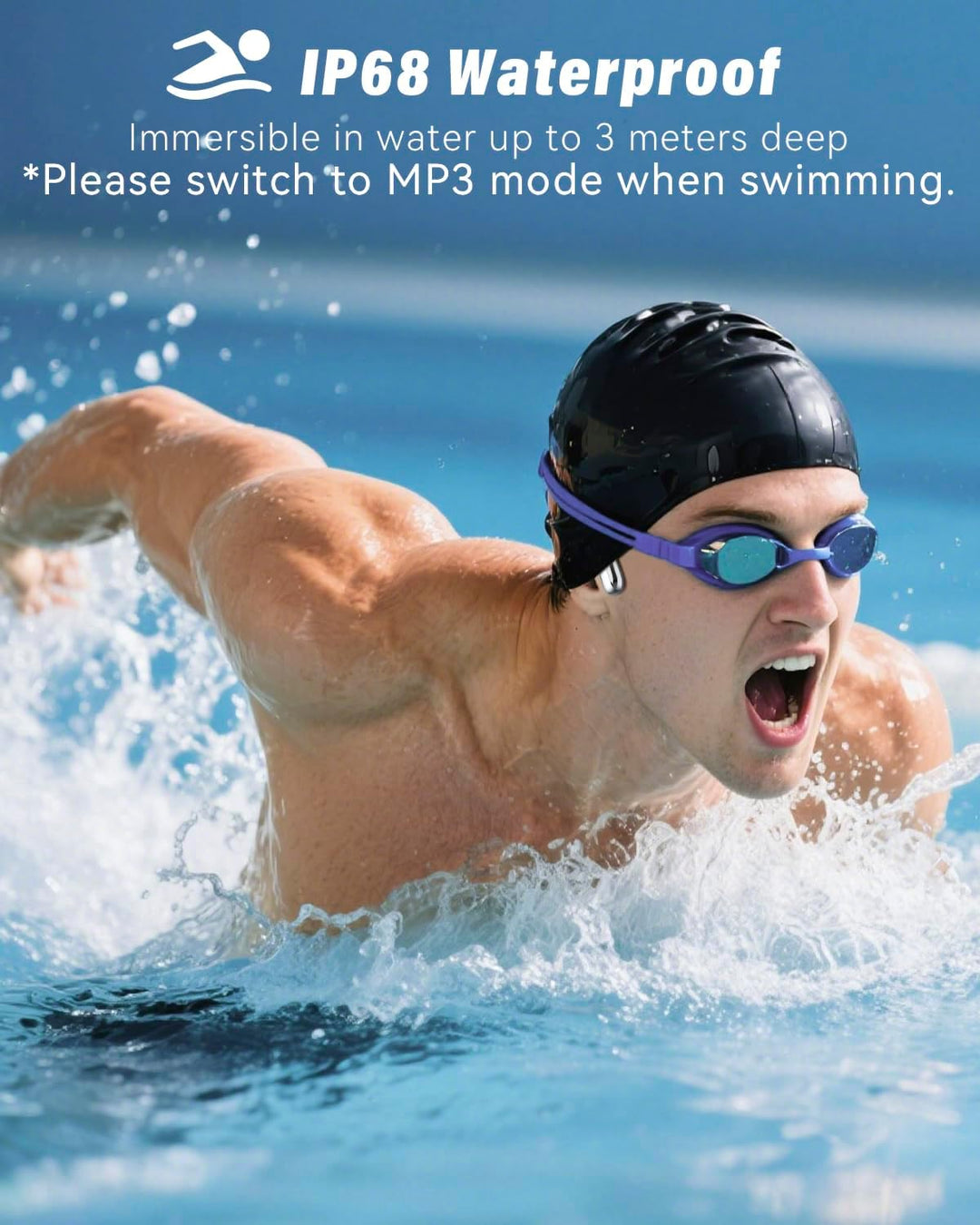 ANSTEN Kopfhörer Schwimmen, Knochenschall Kopfhörer Bluetooth 5.4, IP68 Wasserdicht, Unterwasser kop