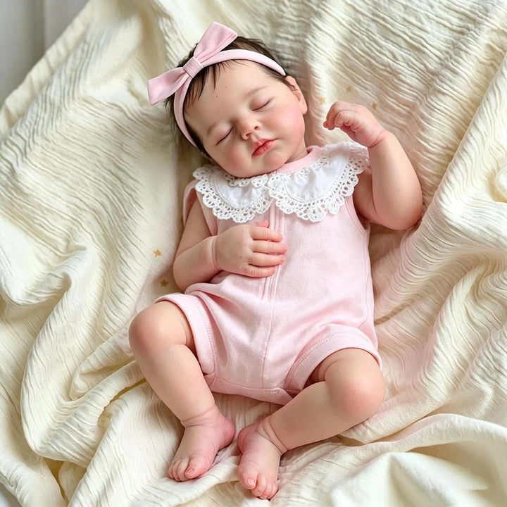 Zero pam Reborn Baby Vollsilikon Lebensecht Mädchen, 50CM Reborn Baby Mädchen, Silikon Puppe Mit Haa