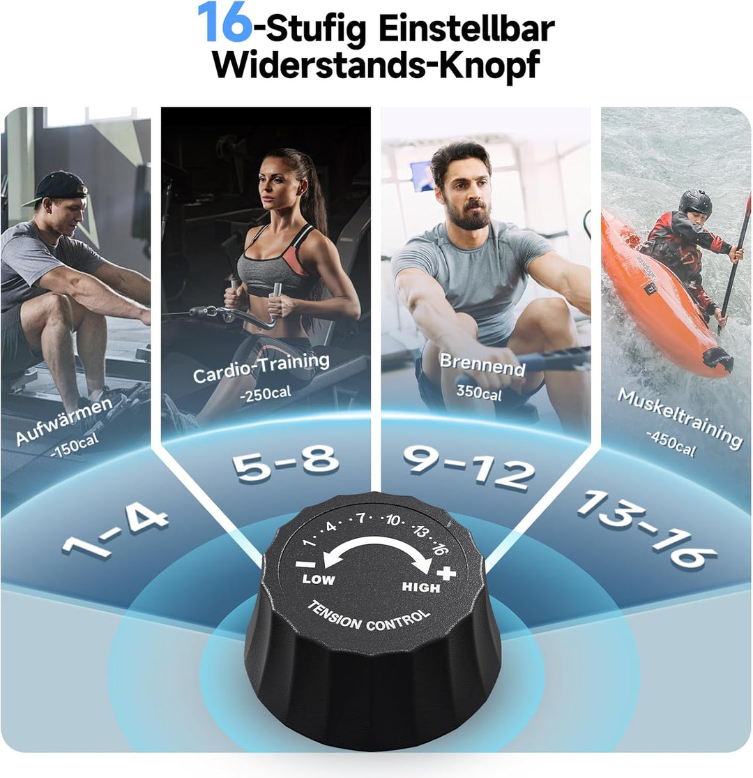 YPOO Rudergerät für Zuhause Klappbar, Magnetisches Rudergerät Leise, mit Exklusiver APP& LCD-Datenan