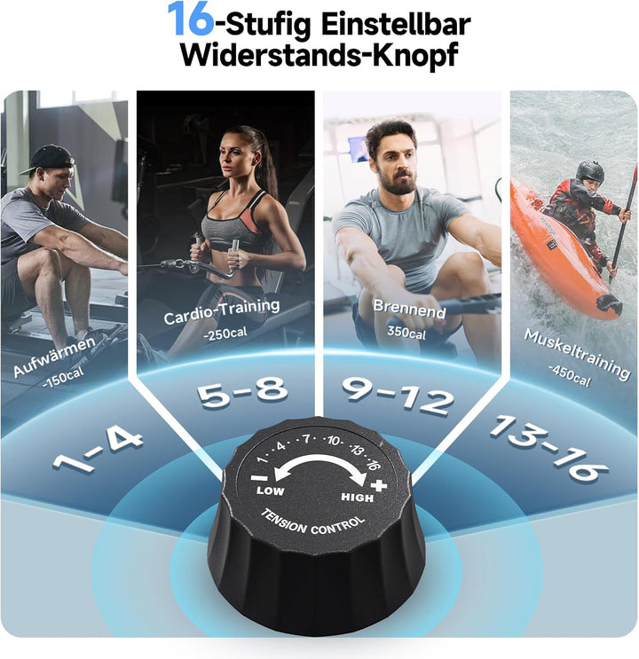 YPOO Rudergerät für Zuhause Klappbar, Magnetisches Rudergerät Leise, mit Exklusiver APP& LCD-Datenan