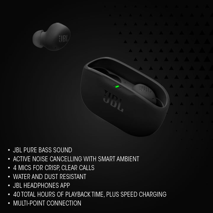 JBL Wave Buds 2, Kabellose Bluetooth-In-Ear-Kopfhörer mit Noise-Cancelling, 40 h Wiedergabe, Smart-A