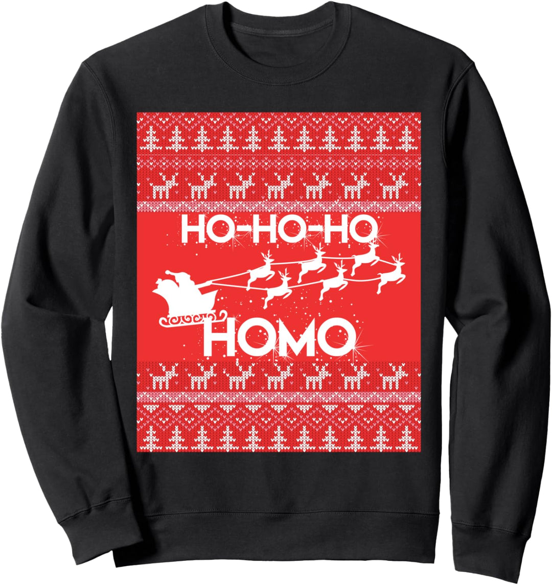 Ho Ho Homo LBGT Rainbow Ugly Christmas Geschenk Weihnachten Sweatshirt