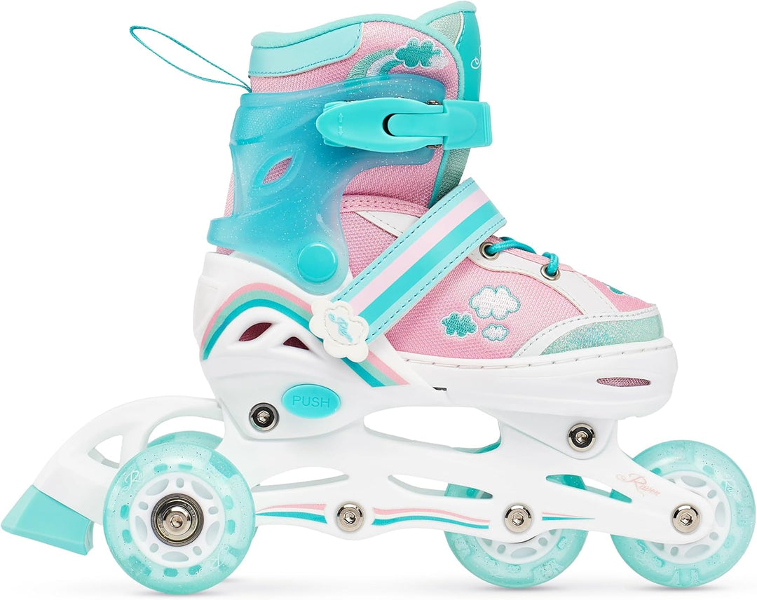 RAVEN 4in1 Inline Skates Triskates Rollschuhe Schlittschuhe Inliner für Kinder Mädchen verstellbar G