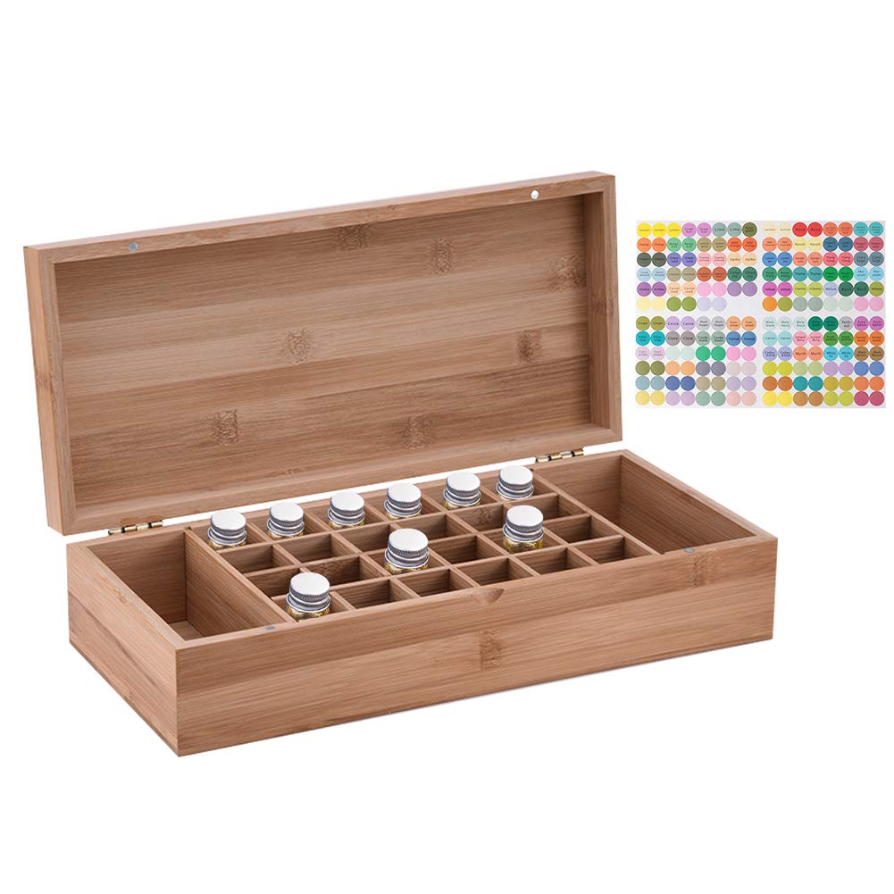 RoseFlower Bambus Ätherisches Öl Organisator Behälter Duftöle Display Ständer, 26 Löcher Aufbewahrun