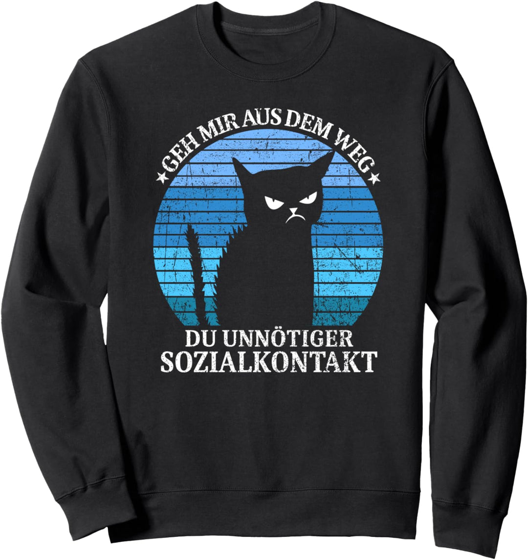 Geh mir aus dem Weg du unnötiger Sozialkontakt Katzen Retro Sweatshirt