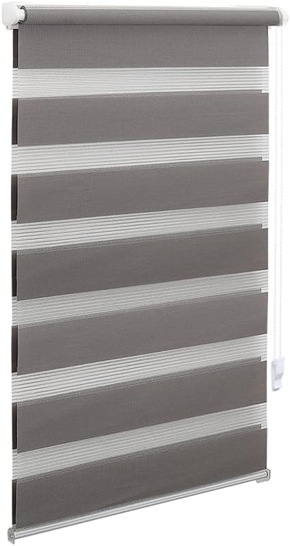OBdeco Doppelrollo Duo Rollo Klemmfix ohne Bohren B80cm x H150cm(Stoffbreite 76 cm) Grau für Fenster