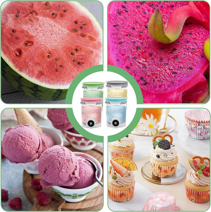 4 Stück Behälter für Ninja Swirl by CREAMi Softeis- & Eismaschine, 480 ml Eismaschine Zubehör für Ni
