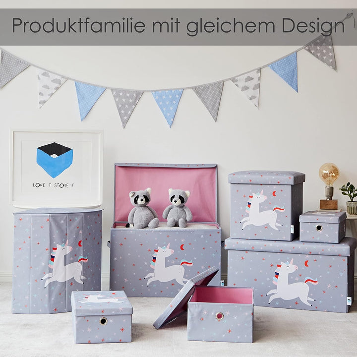 Love IT Store IT Sitzhocker mit Stauraum - Kiste mit Deckel aus Stoff - Verstärkt mit Holz - Belastb