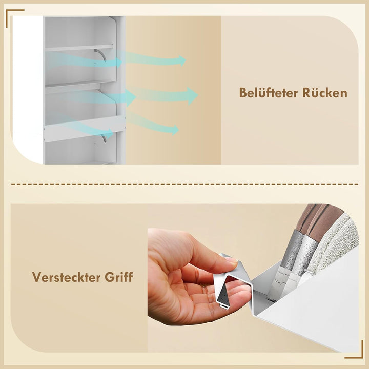 HOMCOM Schuhschrank Metall mit 3 Klappen Schuhkipper Schmal Schuhkommode Schuhregal Schuhablage Wand