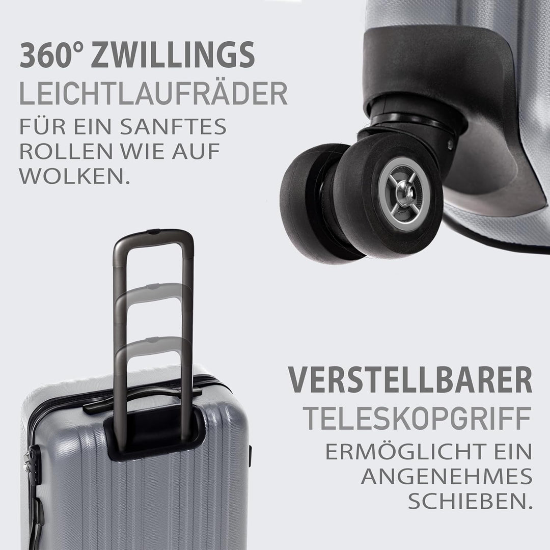 FERGÉ Koffer Kofferset Hartschale 3-teilig Toulouse Trolley-Set - Handgepäck 55 cm, L und XL 3er Har