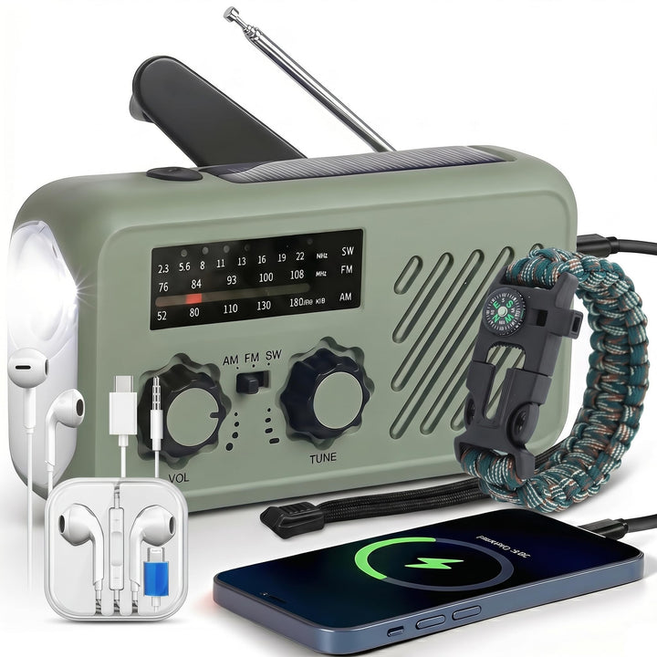 Notfall Radio, 3-Wege-Laden Emergency Radios,2000mAh Profi-Überlebensradio 3-Wege-Ladung (Solar/Hand