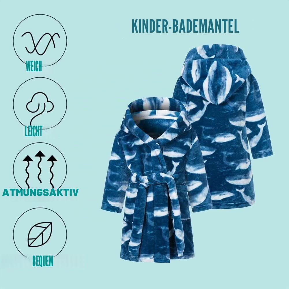 DELEY Kinder Bademantel Jungen Mädchen Kapuzen Roben Kleinkind Schlafanzug Nachtwäsche Weicher Morge