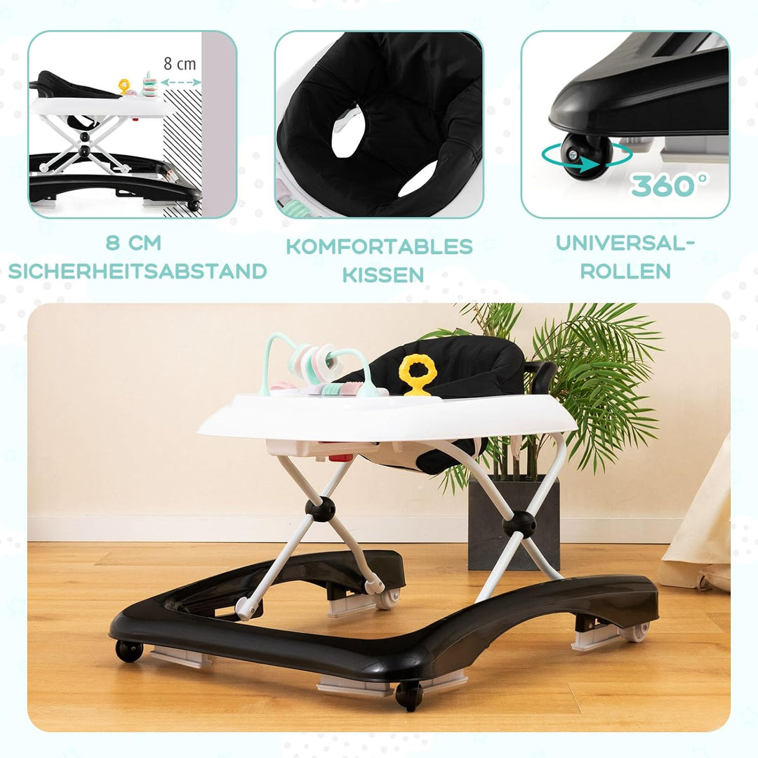 GOPLUS Baby Walker, 2 in 1 Lauflernhilfe & Schiebewagen mit Rädern, Überrollschutz, Verstellbaren Hö