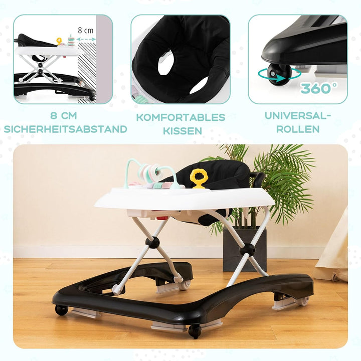 GOPLUS Baby Walker, 2 in 1 Lauflernhilfe & Schiebewagen mit Rädern, Überrollschutz, Verstellbaren Hö