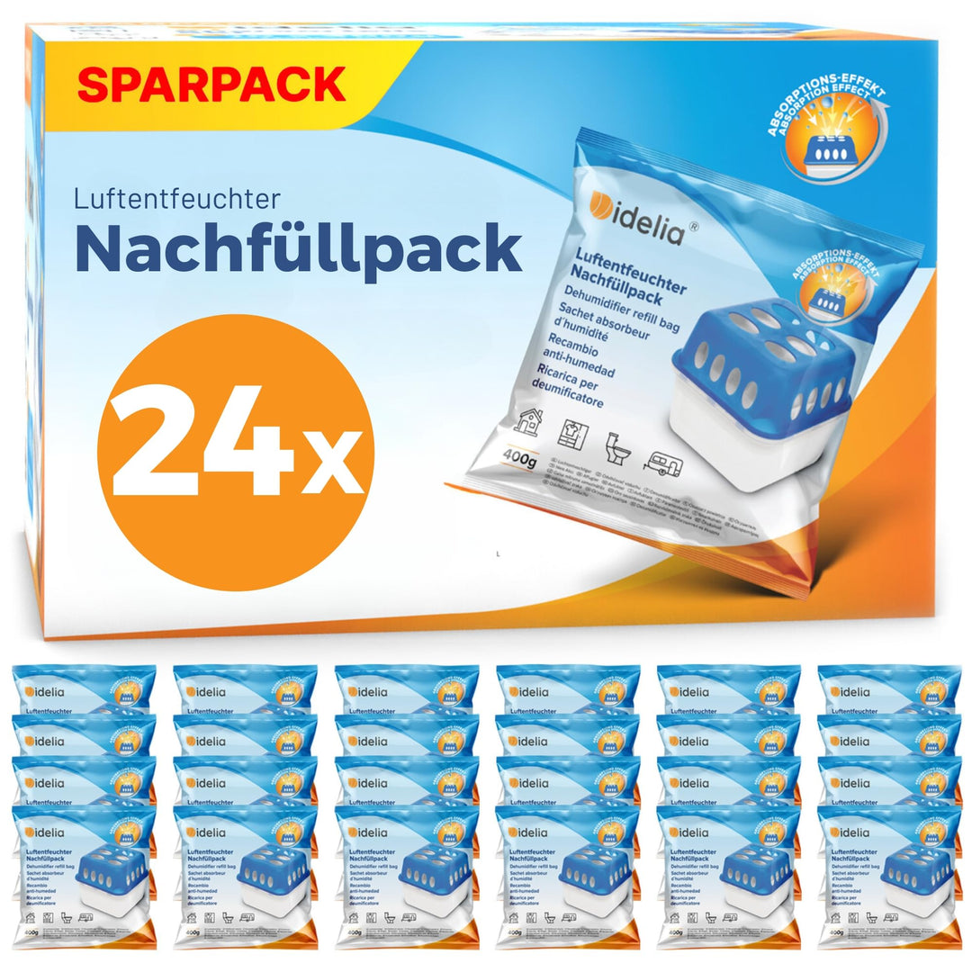 Idelia® 24x Luftentfeuchter Granulat 400g (Sparvorteiles 24er Set) NEU Raumentfeuchter Luftentfeucht