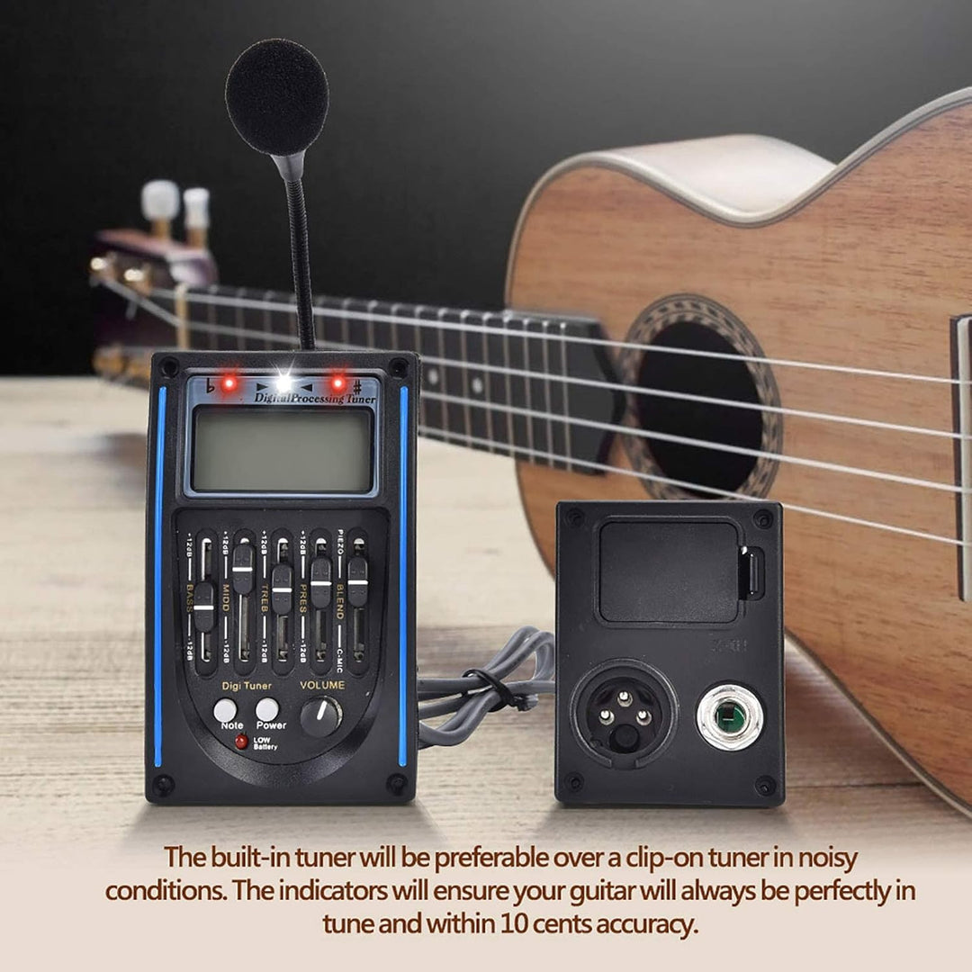 DC 9V Tonabnehmer Preamp Gitarre, 5Band Digitale Gitarre Preamp Piezo Tuner, Digital Tuner Pickup Eq