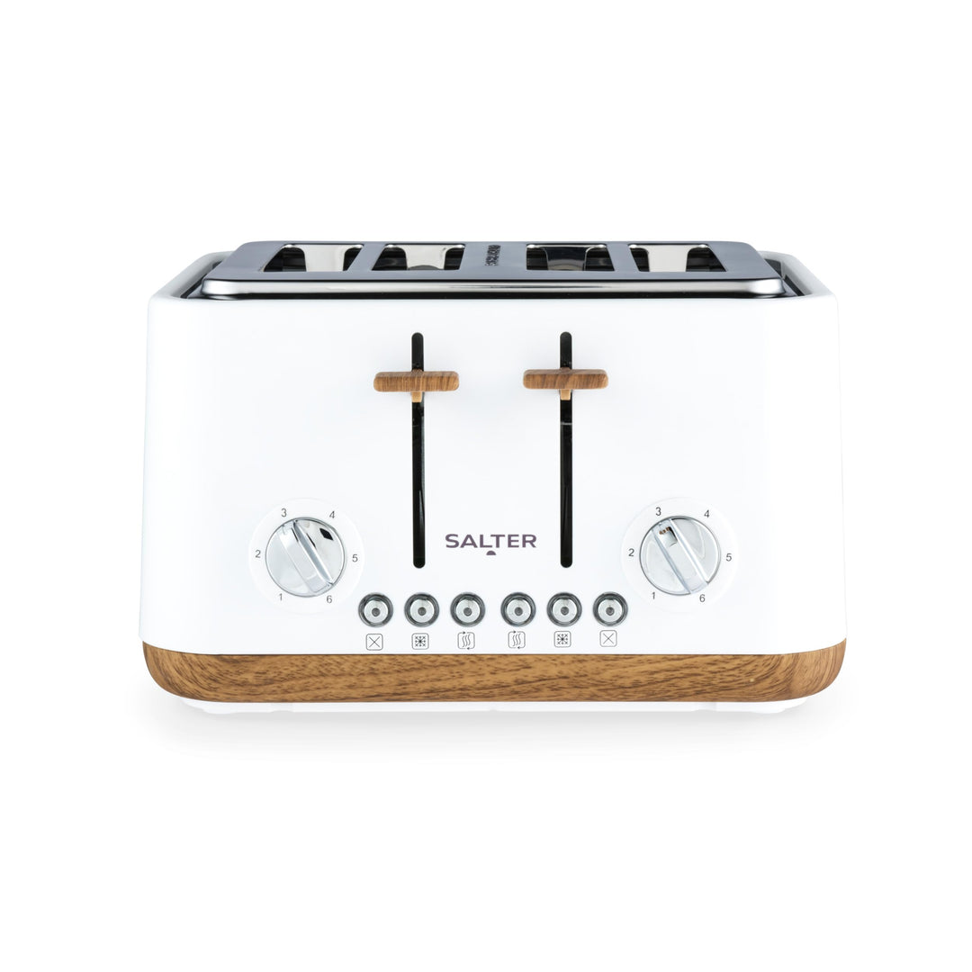 SALTER Toronto 4-Scheiben-Toaster – Breite Schlitze, 6 Bräunungsstufen, herausnehmbare Krümelschubla