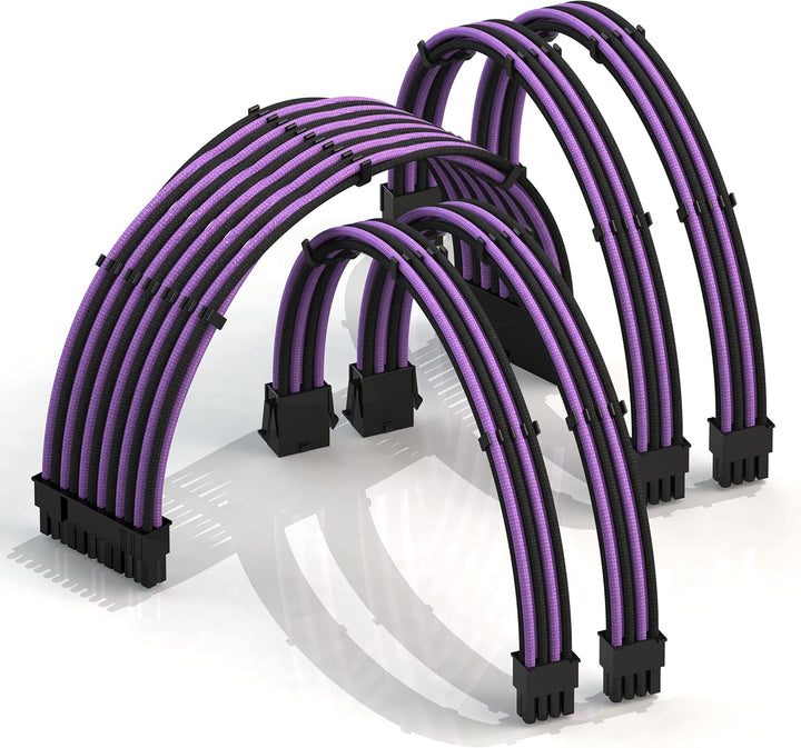 LINKUP - AVA 50cm PSU Kabelverlängerung Ummantelt GPU Nach Mass PC Stromversorgung mit Kamm-Kit┃1x 2