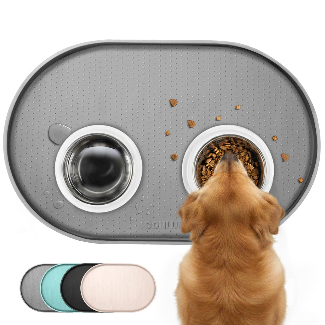 Conlun Napfunterlage Hund,1,2cm Hohe Ränder Futtermatte Katzen zur Vermeidung von Verschüttungen,BPA