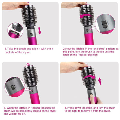Grosse runde Volumenbürste für Dyson für Airwrap, Rundbürste Volumizer Aufsatzwerkzeug Rose Red, Ros