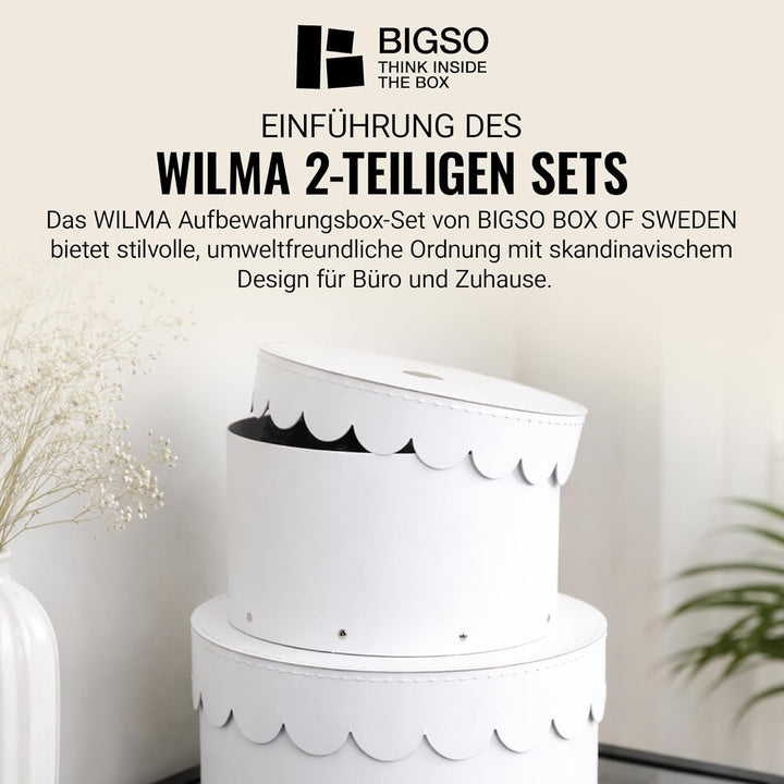 BIGSO WILMA 2er-Set runde Aufbewahrungsbox mit Deckel – Ordnungsbox mit Deckel für Kleidung, Spielze