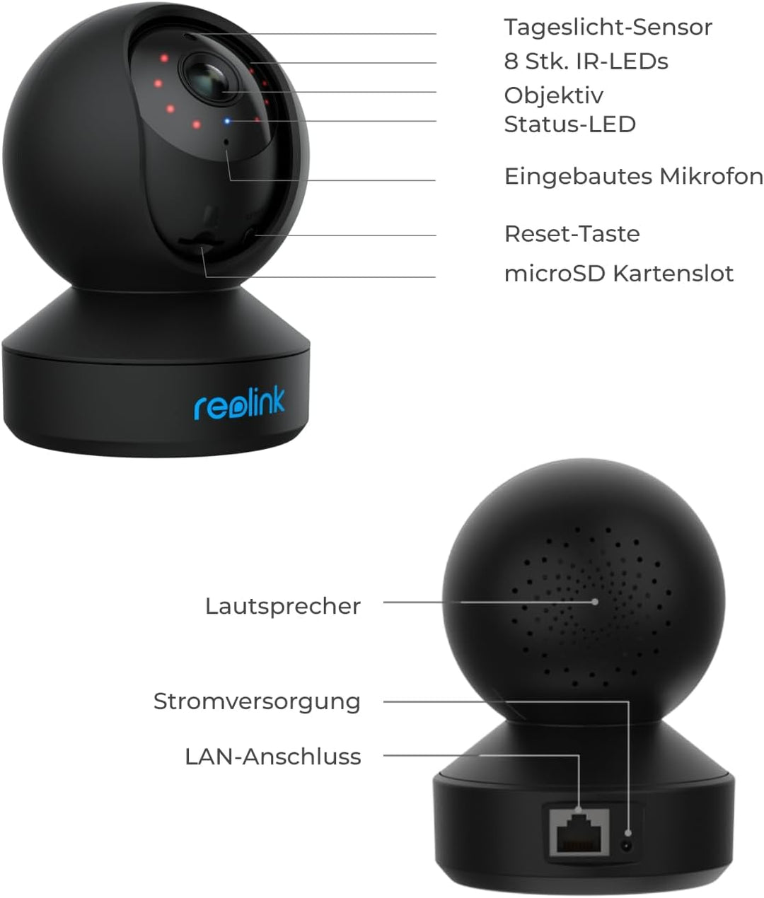 Reolink WLAN Überwachungskamera Innen, 2K 3MP Hund Haustier Kamera Babyphone, 355° Schwenk&50°Neigun