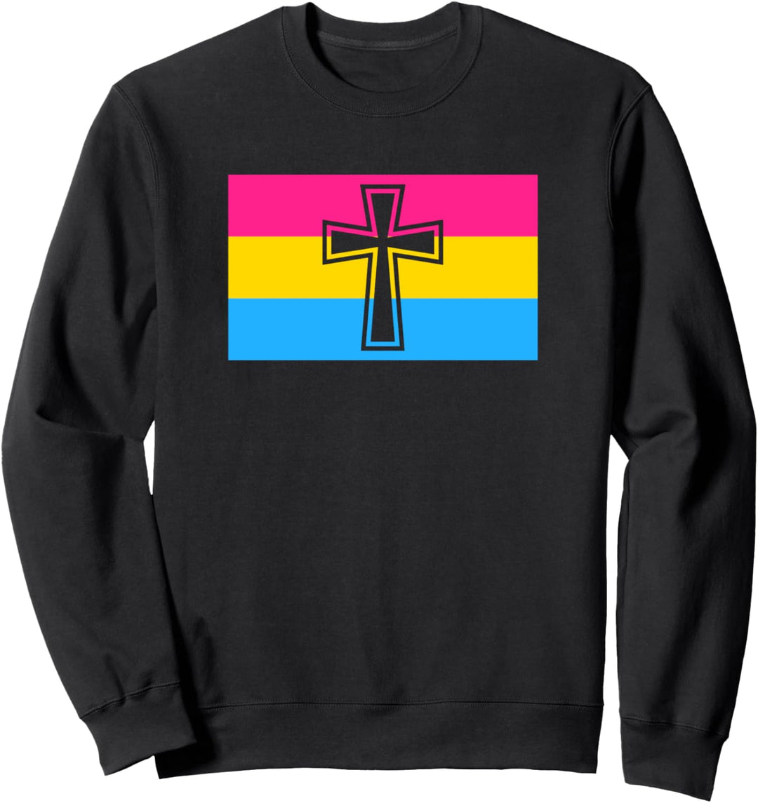 Christian LGBTQ Ally Cross Pansexual Pride Flag Aesthetic Sweatshirt