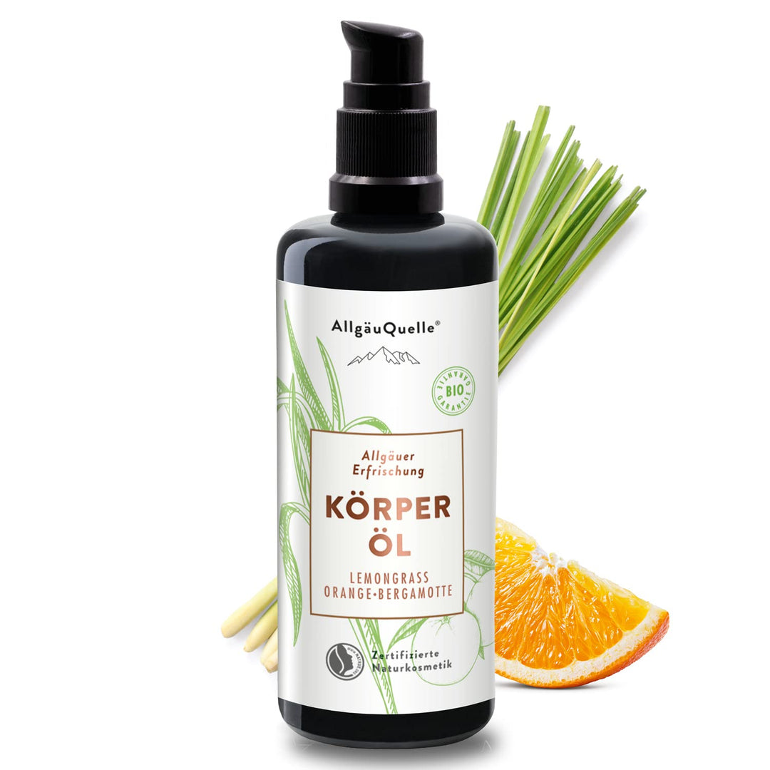 AllgäuQuelle® BIO Körperöl Allgäuer Erfrischung mit 100% naturreinen ätherischen Ölen aus Lemongrass