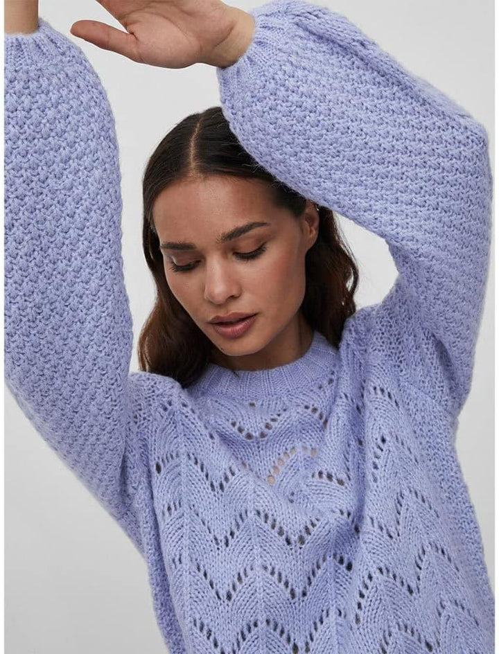 Vila Damen Visultan Knit O-Neck L/S Top-Noos Strickpullover XS Pale Iris/Detail:melange, XS Pale Iri