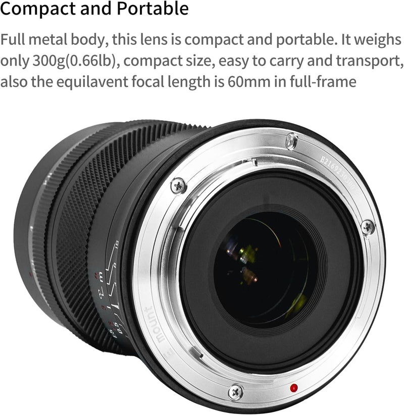 Meike 60mm F2.8 Vergrösserung Makro Manual Focus APS-C Objektiv Kompatibel mit Sony E Mount Mirrorle
