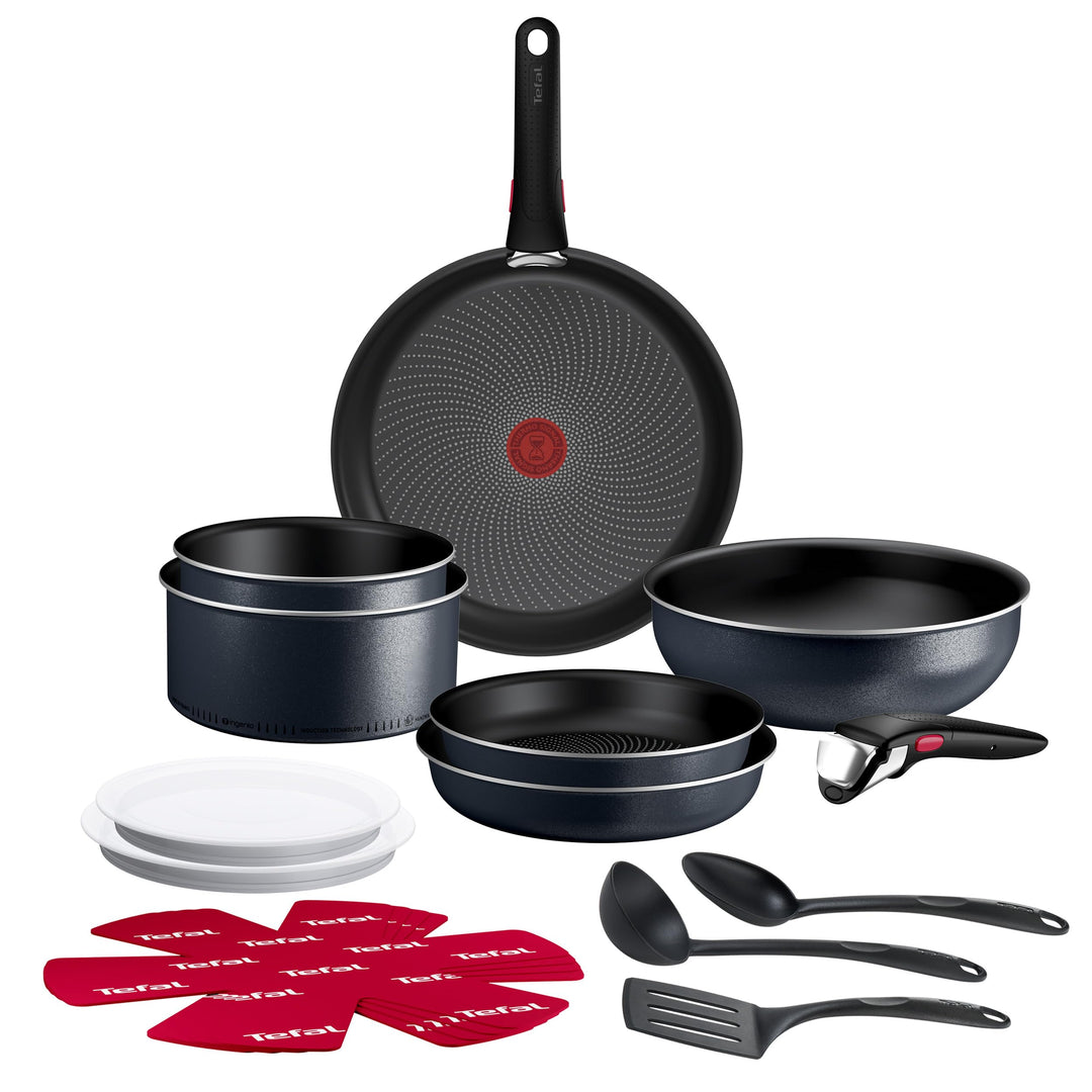 Tefal Ingenio Enjoy 17-tlg. Kochgeschirr-Set, Antihaftversiegelung, stapelbar, Thermo-Signal, für al