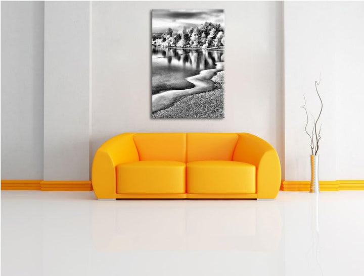 Pixxprint Winterlandschaft Wald Schnee / 100x70cm Leinwandbild bespannt auf Holzrahmen/Wandbild Kuns