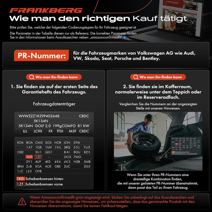 Frankberg 2x Bremssattel Bremszange Hinten Kompatibel mit A3 2003-2013 Octavia II 2004-2009 Golf V 2