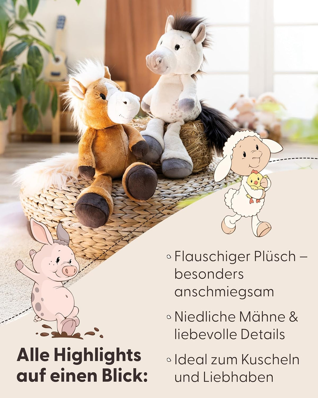 NICI Kuscheltier Pferd Mony K. Pony 36cm - weiss - Weiches Plüschtier – niedliches Stofftier zum Kus