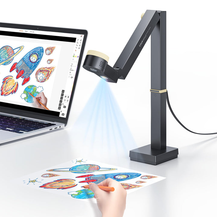 CZUR Fancy S Pro 4K USB-Dokumentenkamera & 12MP Webcam mit LED-Licht und Mikrofon, bis zu 60 fps, Au