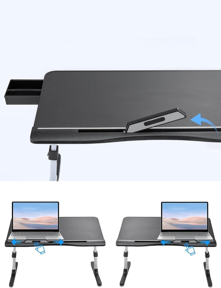 Höhenverstellbarer Laptoptisch – Winkelverstellbarer Lapdesk bis 17 Zoll, Stabiler Betttisch mit Mau