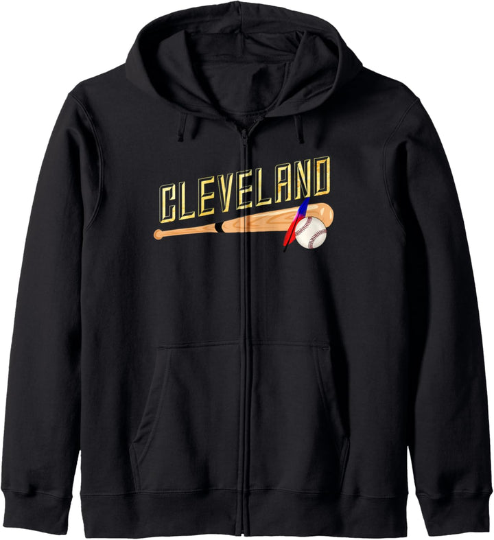 Cleveland Hometown Indian Tribe T-Shirt mit goldener Schrift Kapuzenjacke