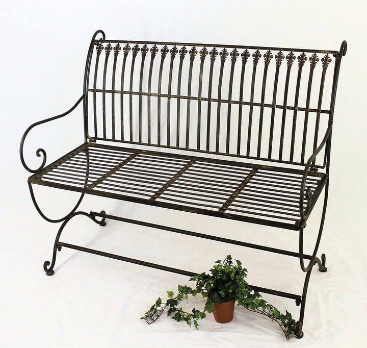 DanDiBo Gartenbank Metall Braun Wetterfest 2-Sitzer Finca 102 cm Bank Garten Sitzbank Eisen