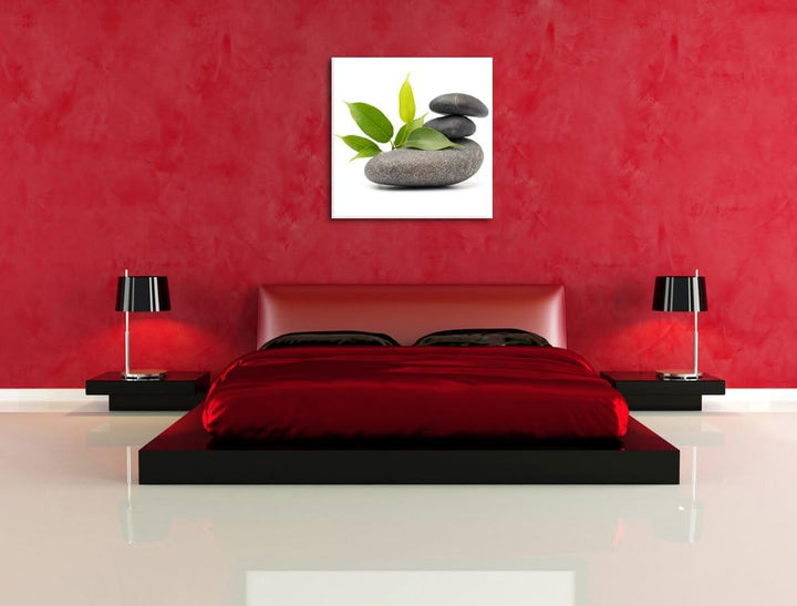 Pixxprint Steinbalance, Format: 70x70 auf Leinwand, XXL riesige Bilder fertig gerahmt mit Keilrahmen