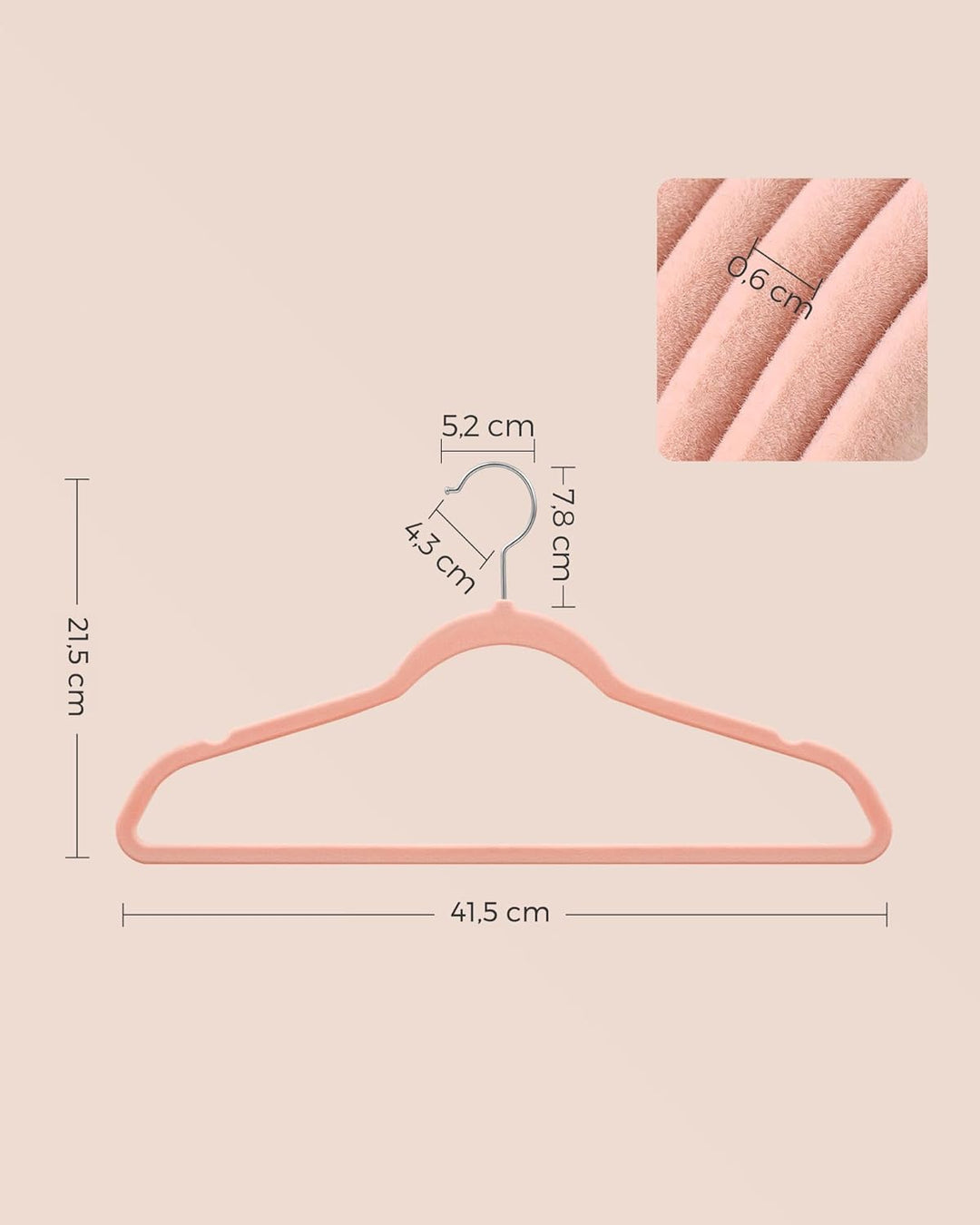 SONGMICS Kleiderbügel Samt, 30er Set, Bügel, Jackenbügel, 41,5 cm breit, Anzugbügel, dünn, gut belas