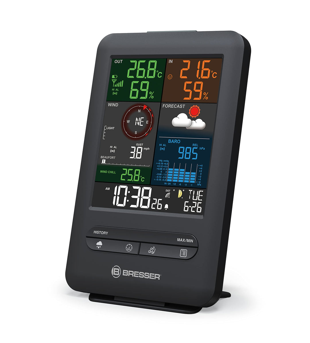 Bresser zusätzliche Basisstation für 7002525 Funk Wetterstation 5-in-1 Beaufort Wetter-Center mit Ra