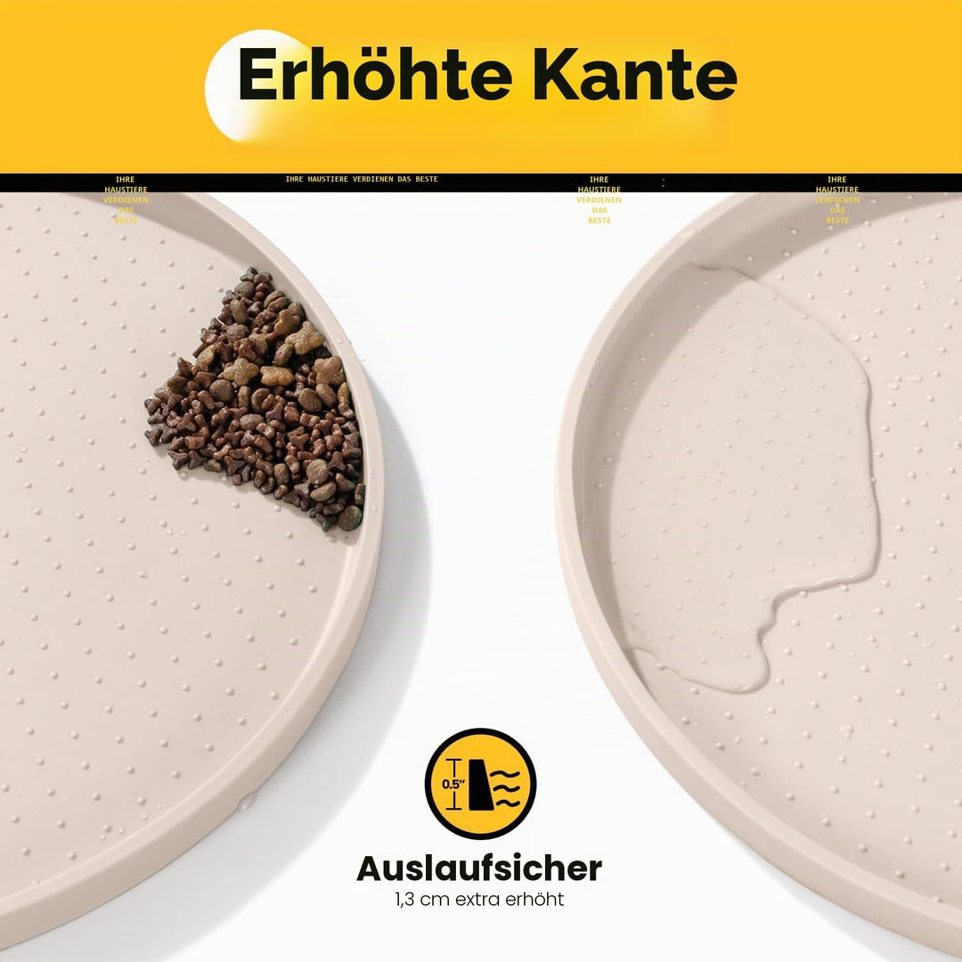 Conlun Napfunterlage Hund,1,2cm Hohe Ränder Futtermatte Katzen zur Vermeidung von Verschüttungen,BPA