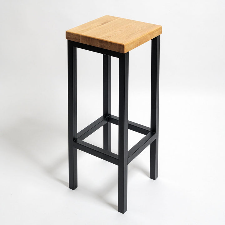 1 Original-BestLoft® Barhocker New York Handmade Industriedesign Loft Stahl Holz Eiche massiv (Hell