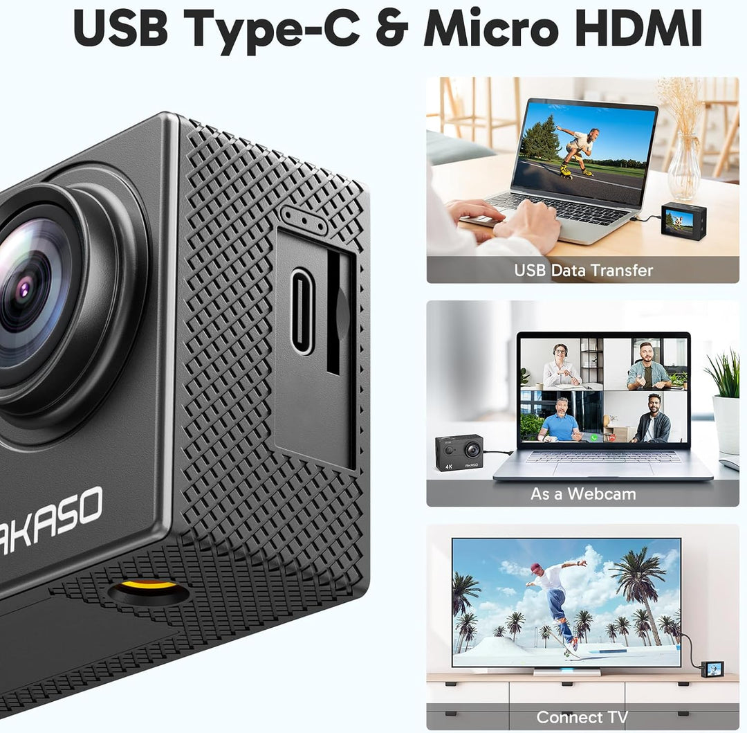 AKASO Sportkamera 4K 30 fps 20 MP WiFi – 4K Kamera wasserdicht bis 30 m mit Stabilisierung (EIS), 4