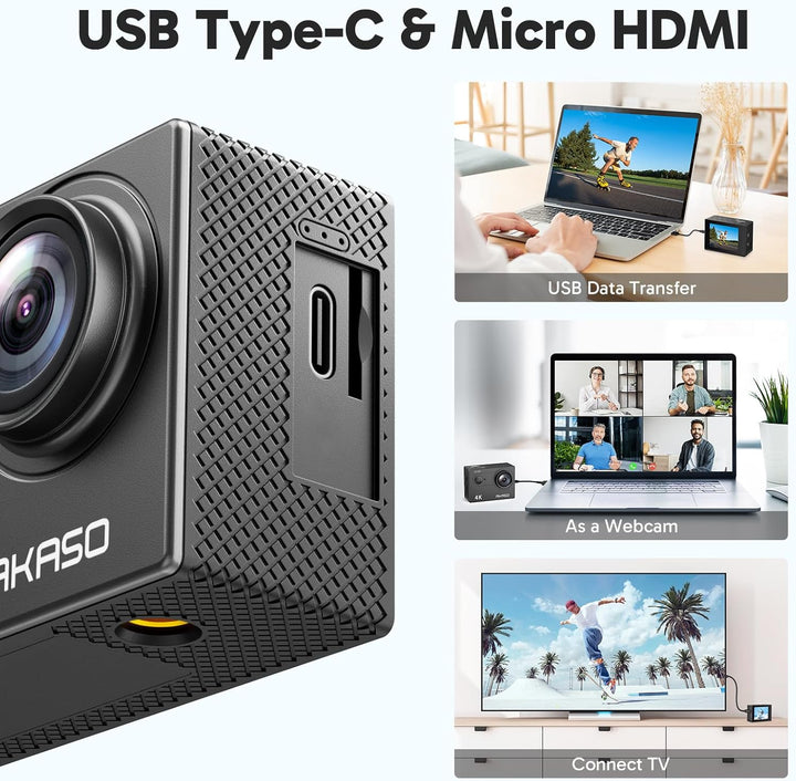 AKASO Sportkamera 4K 30 fps 20 MP WiFi – 4K Kamera wasserdicht bis 30 m mit Stabilisierung (EIS), 4