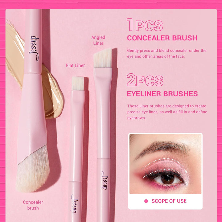 Jessup Pinselset Makeup Augenpinsel Lidschattenpinsel Lidschatten Pinsel Set 10tlg rosa Augen Make u