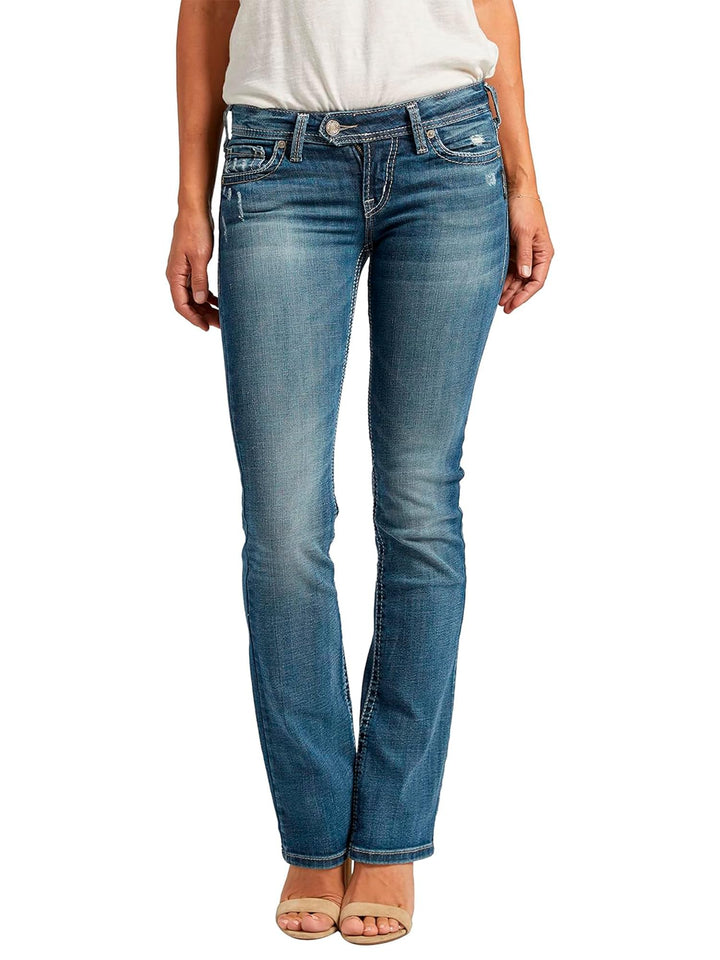 Silver Jeans Damen Tuesday Low Rise Slim Bootcut Jeans 30W / 33L Mittlere Indigo-waschung, 30W / 33L