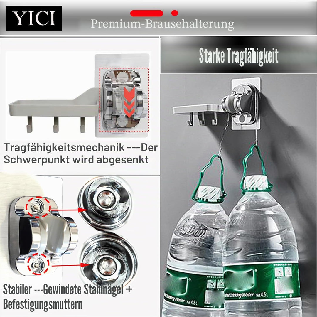 YICI Handbrausehalterung Duschkopfhalter Kein Bohren Stark haftender Handbrausehalter Winkel Einstel